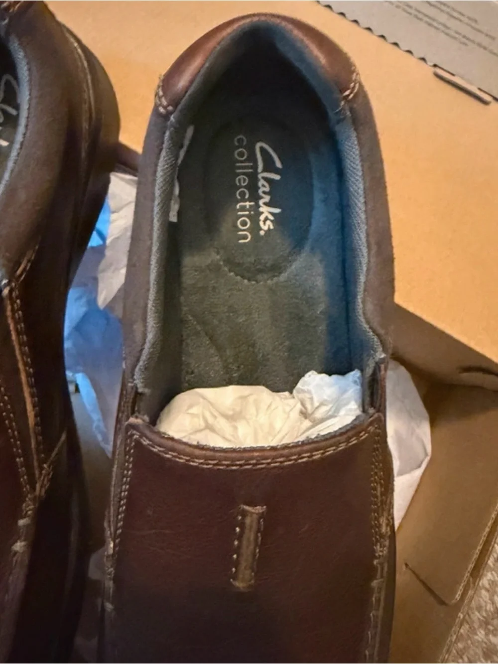 Clarks Cotrell Free Tobacco Leather Men’s Slip-On Shoes Size 11